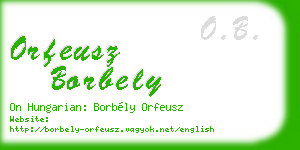orfeusz borbely business card