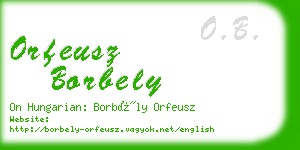 orfeusz borbely business card